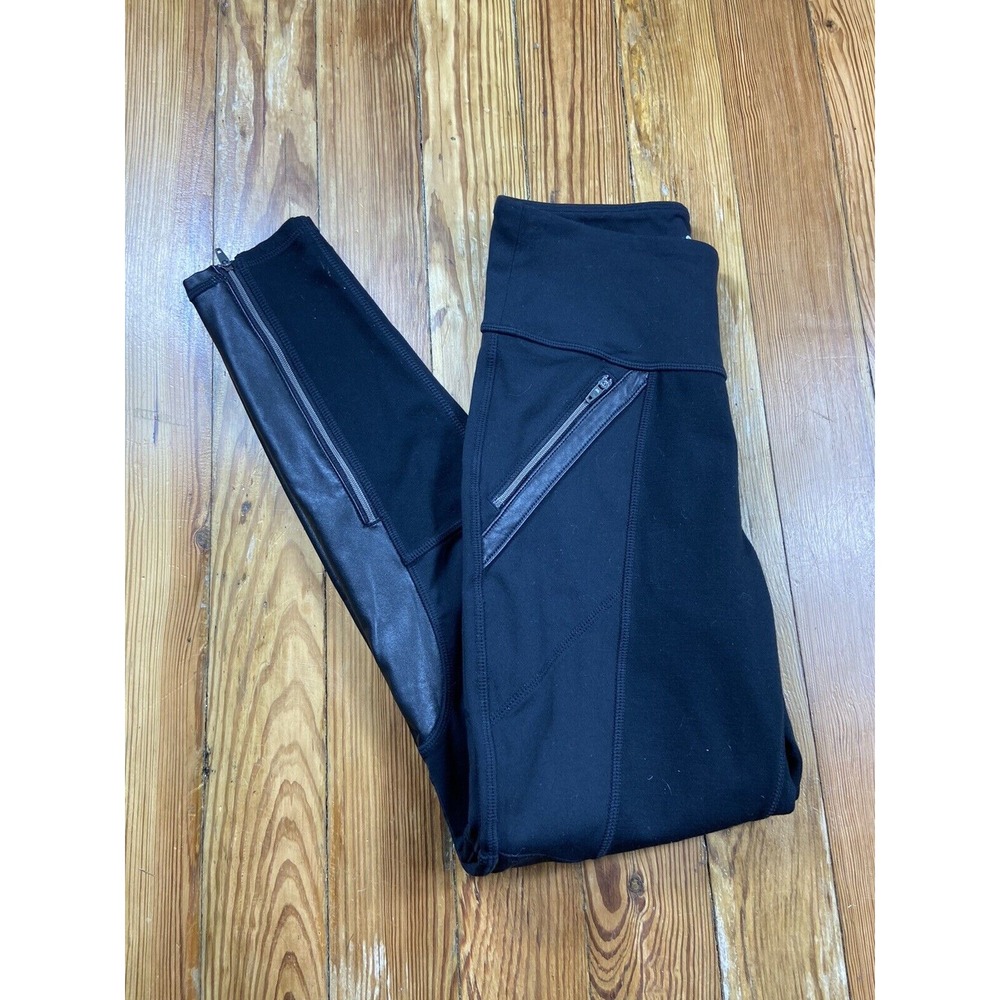 Athleta Luxe Ponte Faux Leather Ankle Zip Full Length Active Leggings Size S - Picture 5 of 5
